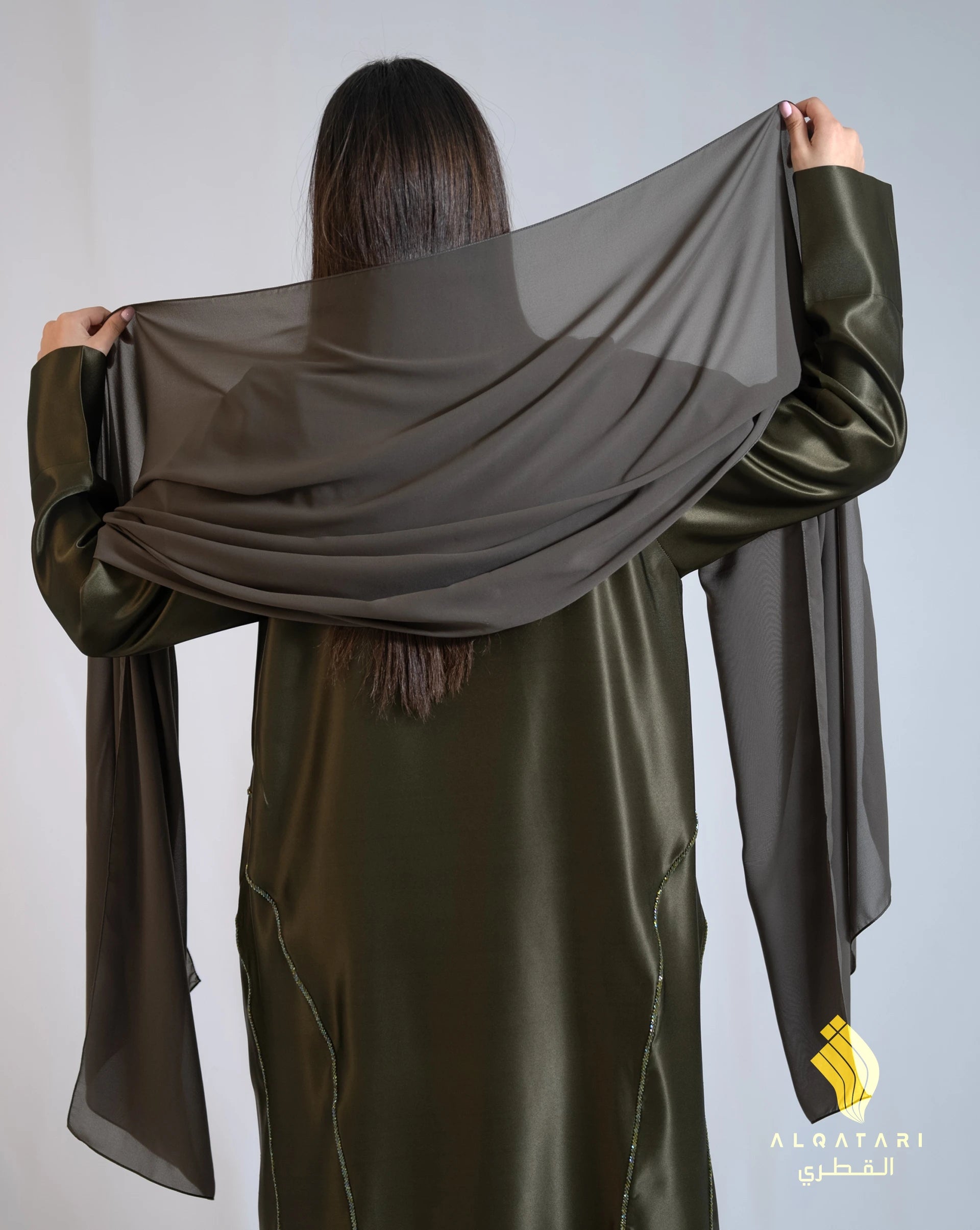 Lush Khaki Green Satin Abaya