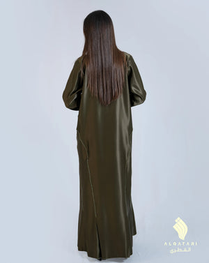 Lush Khaki Green Satin Abaya
